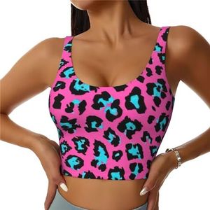 Leuke Turquoise Luipaard Print Casual Wear Vrouwen Sport Vest Yoga Vest Workout Vest Voor Vrouwen Lichtgewicht Trendy, Zwart, S
