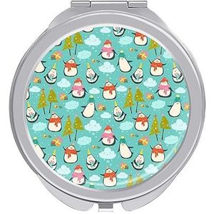 Pinguïn Cartoon Compact Kleine Reizen Make-up Spiegel Draagbare Dubbelzijdige Pocket Spiegels voor Handtas Purse