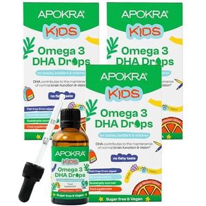 Omega 3 Vegan DHA druppels voor kinderen - bundel - 50 ml - geen vissmaak - conserveermiddel vrij en suikervrij. Duurzaam algenalternatief voor visolie | APOKRA Kids (3)