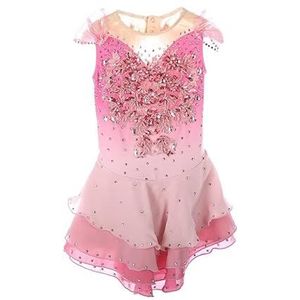 Nnnydjy Kunstschaatsjurken Met Kleurverloop Voor Meisjes Mouwloze Schaatswedstrijdrok Voor Dames Borduren Ritmische Gymnastiek Turnpakje Sportkleding Hol,Roze,11_13Years