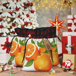 Gift Bags Met Trekkoord 8.3 X 11.8 Inch Kerst Trekkoord Tas Oranje Citrus Herbruikbare Xmas Wrapping Bag Voor Party Present Zakken Voor Geschenken Decoraties Vakantie