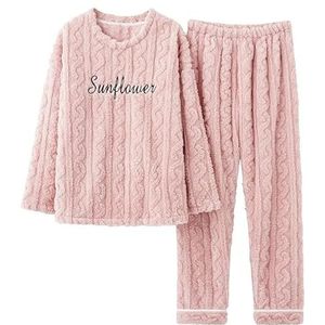 LUBOSE Dames Fleece Pyjama Set Koraal Fleece Casual Homewear Tweedelige Set Zachte Pyjama Set (M, M14)