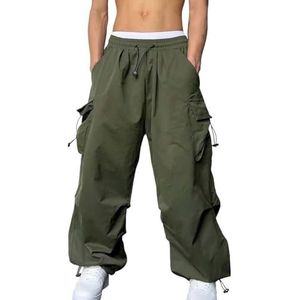 Herenjoggingbroeken, Joggingbroeken For Werkkleding, Casual Parachute-joggingbroeken Met Hoge Taille, Joggingbroeken, Vrijetijdsbroeken (Color : Green, Size : L)