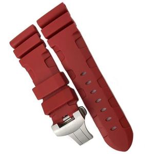 dayeer Natuur rubberen horlogeband voor Panerai Submersible Luminor PAM-band met vlindersluiting 26 mm (Color : Red Butterfly, Size : 26mm S B)