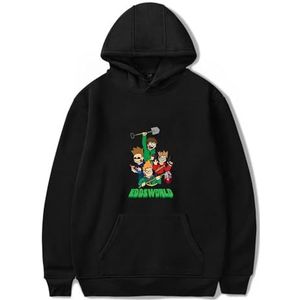 IZGVLELIHN Eddsworld Trainingspakken met capuchon, uniseks, modieus, hoodies, heren, dames, casual, herfst, lente, truien, Zwart, XXS