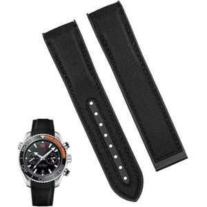 dayeer Siliconen nylon horlogeband voor Omega 300 SEAMASTER 600 PLANET OCEAN Horlogebandaccessoires Kettingriem (Color : Black red NO, Size : 22mm)