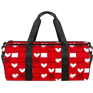Shrewd vossen kijken naar je oranje patroon reistas sport bagage met rugzak draagtas gymtas voor mannen en vrouwen, Valentijnsdag rood liefdespatroon, 45 x 23 x 23 cm / 17.7 x 9 x 9 inch