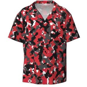 OdDdot Camo Print Heren Button Down Shirt Korte Mouw Casual Shirt voor Mannen Zomer Business Casual Jurk Shirt, Zwart, M