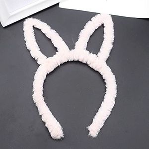 Leuke leuke stoffen haarband met konijnenoren, hoofdtooi voor gezicht en gezicht (konijnenoor, roze)