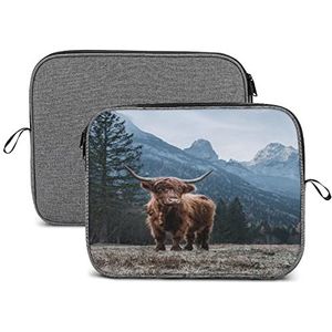 Highland Cattle in The Italian Dolomites Laptop Sleeve Case Beschermende Notebook Draagtas Reizen Aktetas 13 inch
