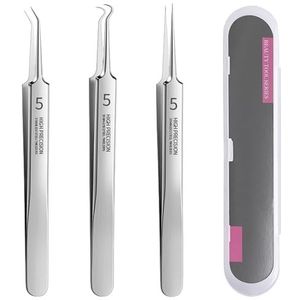 3-delige gereedschapsset voor het verwijderen van mee-eters, precisiepincet, ultrascherpe celklemmen van roestvrij staal, voor het reinigen van puistjes en puistjes