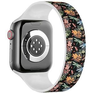 Solo Loop Band Compatibel met All Series Apple Watch 42/44/45/49mm (Dragonfly Wild Rose Herfst) Elastische Siliconen Band Strap Accessoire, Siliconen, Geen edelsteen