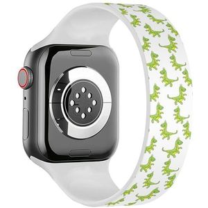 Solo Loop band compatibel met alle series Apple Watch 38/40/41mm (grappige groene dinosaurus op wit) rekbare siliconen band band accessoire, Siliconen, Geen edelsteen