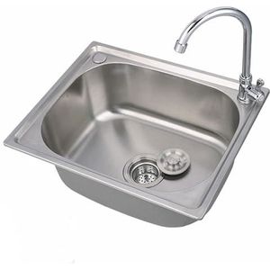 YLME Keuken Spoelbak, Opbouw-/Inbouw Keuken Spoelbak, Roestvrijstalen Keukenspoelbak Met Enkele Bak, Voor Keuken, Bar, Klein Restaurant,45 * 39 * 19ｃｍ