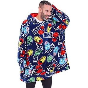 Marvel Avengers Heren Hoodie, Oversized Fleece Deken Hoodie Blauw, Blauw, one size