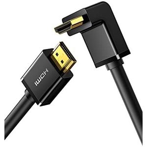 UGREEN 4K HDMI Kabel HDMI 90 graden Kabelstekker Ondersteuning UHD, 3D, ARC, compatibel met HDTV, Xbox360, PS4 enz. (1M)