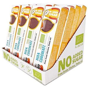 SUPER FUDGiO Biologische Chocoladerepen Set | BIO en Suikervrij snoepgoed | Glutenvrij | Chocoladesnack zonder suiker| Melkchocolade | Set van 16