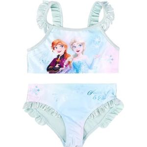 Disney Elsa & Anna Frozen bikini met ruches voor meisjes, tweedelig zwempak, turquoise, turquoise, 110/116 cm