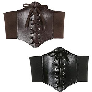 Corset Riem - Zwart - Brede Elastische Tailleband - Retro - 2 Stuks