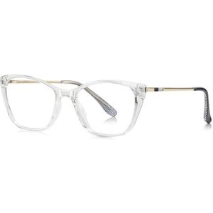 moomoobird Vrouwelijke kattenoogbril montuur metaal TR90 blauw licht blokkerende bril voor vrouwen, transparant