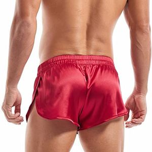 Amy Coulee Satijnen boxershorts voor heren, groot, sexy, ondergoed, rood, L