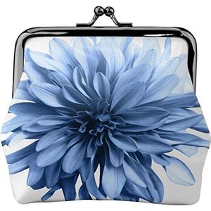 Retro blauwe bloem patroon vrouwen lederen portemonnee kleine verandering zakje met sluiting, portemonnee voor meisje cadeau, zoals afgebeeld, Eén maat, Munten Pouch
