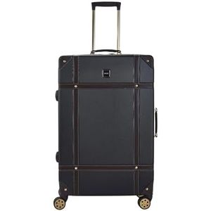 Bagage Koffer Reistas Carry On Hand Cabin Check in Hard-Shell 4 Spinner Wielen Trolley Set | Vintage, Zwart, L - 78 x 47 x 30 cm, Koffer