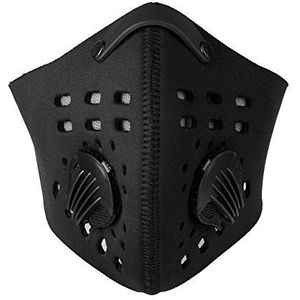 Ginyia Stofmasker, half masker met winddicht filter, ademend, met haak en ring, hoogwaardig neopreenmateriaal, 4 kleuren, optioneel voor outdoor fietsen (zwart)