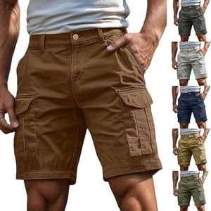 Cargo Shorts Heren Shorts Met Meerdere Zakken S-3XL Werkbroek Heren Shorts Met Rits En Knoop Effen Kleur Zomer Shorts Klassieke Snit Sport Shorts Outdoorbroek(Coffee,M)