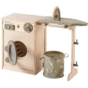 Howa Houten Kinderwasmachine - Speelgoedwasmachine - met Waslij - Strijkplan