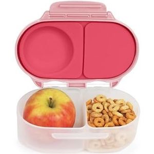 b.box Snackbox voor kinderen en peuters: 2 compartimenten snackcontainers, mini-bentobox, lunchbox. Lekvrij, BPA-vrij, vaatwasmachinebestendig. Schoolbenodigdheden. Leeftijd 4 maanden + (Flamingo