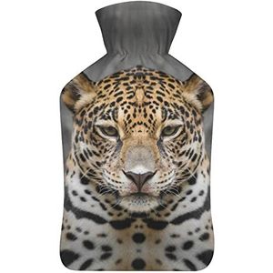 Jaguar Face warmwaterkruik met zachte fleece hoes handwarmer premium rubberen warmwaterzak cover