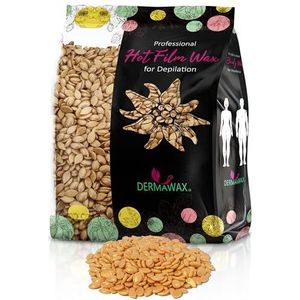 Dermawax 1 kg waxparels, zwart goud, professionele pijnloze waxing voor dames en heren, ontharing gezicht, benen, oksels, bikini, geschikt voor de gevoelige huid (1 kg, zwart goud)