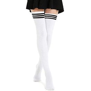 DRESHOW Dames Extra lang Casue Dames Kniekousen Overkniekousen Lange Gestreepte Sokken Thigh High Sokken Sportsokken