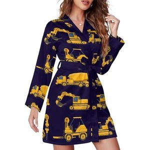 Bouwmachines Vrachtwagens Vrouwen Badjas Sjaal Kraag Loungewear Spa Badjas Lange Mouw Pyjama XL