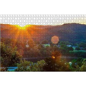 Puzzel 1000 stukjes Arkansas zonsondergang zonsopgang zonnestralen Eureka Springs Boom Maan Stock Speciale Puzzel Voor Volwassenen Puzzel Moeilijk Jongens Brain Uitdaging Puzzel Voor Kinderen