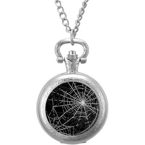 Halloween Spinnen Web Vintage Zakhorloge met Ketting Quartz Arabische Cijfer Digitale Schaal Gepersonaliseerde Kerst Verjaardagscadeaus