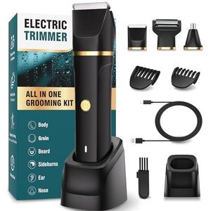 Man Body Trimmer 3-in-1, Schaam- en Baltrimmer IPX7 Waterdicht, Oplaadbare Body Shavers met 2 Kammen, Pijnloze Neusharen Trimmer