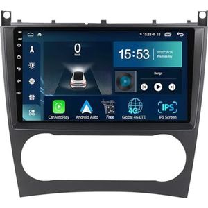 Android 14.0 2 Din Autoradio 9"" Touchscreen Auto Stereo voor Benz W203 met Draadloze Carplay Android Auto GPS navigatie AHD Omgekeerd beeld Stuurwielbediening(S-4(4G+64G))