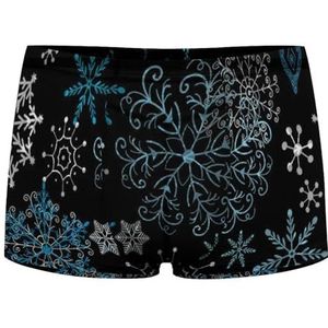 Winter Patroon Met Sneeuwvlokken Heren Boxer Slips Sexy Shorts Mesh Boxers Ondergoed Ademend Onderbroek Thong