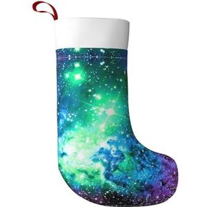 WOmeng Groen Blauw Paars Galaxy Print Meisjes En Jongens Kerst Kous Sneeuwpop Kerstman Kerstboom Home Decor Party Sok