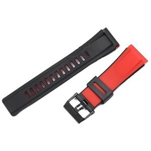 24mm harsband geschikt for Casio GA2000 PRG-600 PRW-6600 PRG-650 heren sport waterdicht rubber universele armband horlogeaccessoires (Color : Red Black, Size : 24mm)