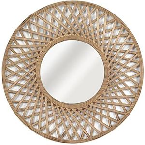 Inspire Rosace Ronde spiegel, wandspiegel, design hangspiegel, bamboe, rotan, hout, beige, diameter 60 cm