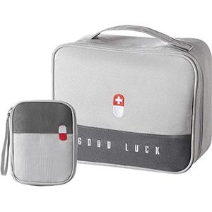 2 x EHBO-set, draagbare EHBO-tas, EHBO-set voor kantoor, thuis, sport, reizen, wandelen, kamperen, grijs