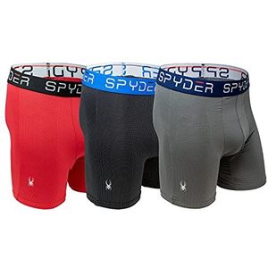 Spyder Performance Mesh boxershorts voor heren, verpakking van 3 stuks, Noir/Rouge/Gris, XL
