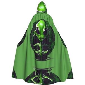 OdDdot heksenmantel, mantel met capuchon voor vrouwen, volwassen Halloween kostuums cape, heks cosplay cape-groene alien