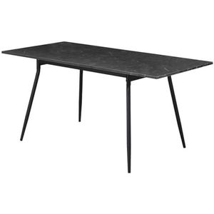 B&D home Eettafel LIO, uittrekbaar 120-160 x 80 cm, 4-6 personen, keukentafel, houten tafel met metalen frame voor eetkamer, keuken, modern design, Marmer look, 11219-120-FS-MSCH