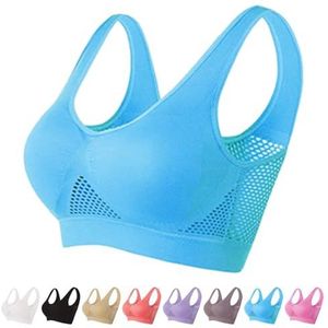 Ademende Anti-verzakking Bh Voor Vrouwen - Draadloze Ondersteunende Kulken Bh(Blue,7X-Large)
