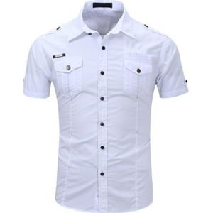 Iris Sprite Herenhemd, korte mouwen, katoen, outdoor, vrijetijdshemd voor heren, wit, M
