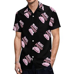 Big Mood Pink Blobfish Heren Hawaiiaanse shirts Korte Mouw Casual Shirt Button Down Vakantie Strand Shirts 2XS